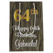 64e verjaardag: Elegant Faux Gold Look #, Faux Woo Medium Cadeauzakje (Achterkant)