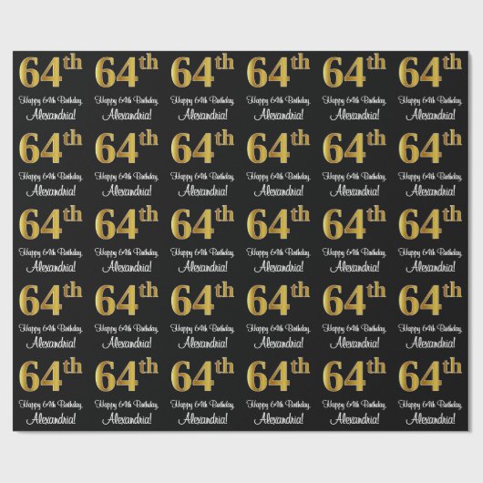 64e verjaardag: Elegant Luxe Faux Gold Look # Cadeaupapier (Vlak)