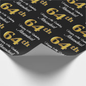 64e verjaardag: Elegant Luxe Faux Gold Look # Cadeaupapier (Hoek)