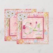 64e verjaardag feest scrapbooking stijl kaart (Voorkant / Achterkant)