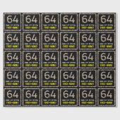 64e verjaardag: Floral Flowers Number, Custom Name Cadeaupapier (Vlak)