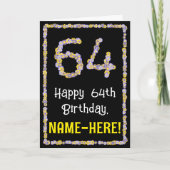 64e verjaardag: Floral Flowers Number, Custom Name Kaart (Voorkant)