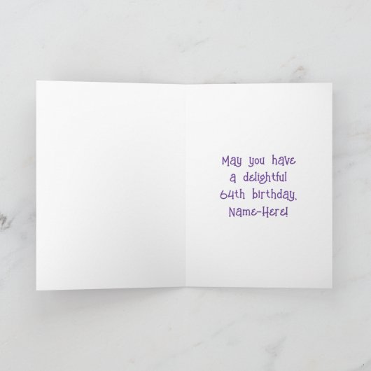 64e verjaardag: Floral Flowers Number, Custom Name Kaart (Binnen)