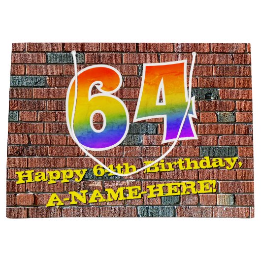 64e verjaardag: Fun, door graffiti geïnspireerde r Groot Cadeauzakje (Voorkant)