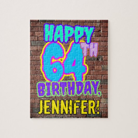 64e verjaardag ~ Fun, door Urban Graffiti geïnspir Legpuzzel (Verticaal)