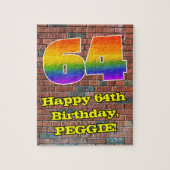 64e verjaardag: Fun Graffiti-geïnspireerde regenbo Legpuzzel (Verticaal)