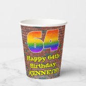 64e verjaardag: Fun Graffiti-geïnspireerde regenbo Papieren Bekers (Achterkant)