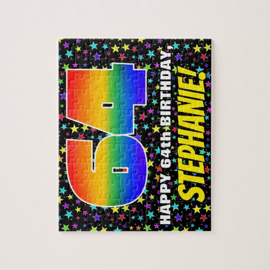 64e verjaardag — Fun, kleurrijk Star Field Pattern Legpuzzel (Verticaal)