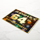 64e verjaardag — Fun, kleurrijke Fireworks look Folie Uitnodiging (Gedraaid)