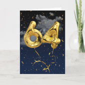 64e verjaardag Gold Mylar ballon en Confetti Card Kaart (Voorkant)