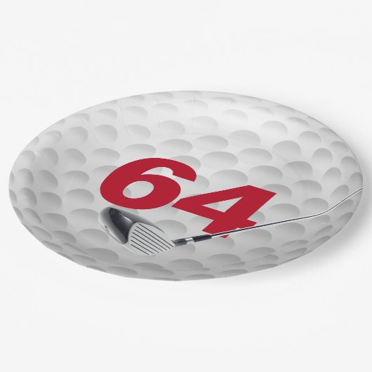 64e verjaardag golfbal ontwerp papieren bordje (Gekanteld)
