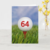 64e verjaardag Golfbal op rood T-shirt Kaart (Gele Bloem)