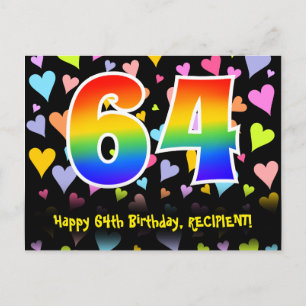64e verjaardag: Hartjes patroon, Regenboog 64 Briefkaart
