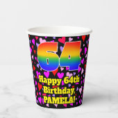 64e verjaardag: Het liefhebbende Kunstpatroon, Reg Papieren Bekers (Achterkant)