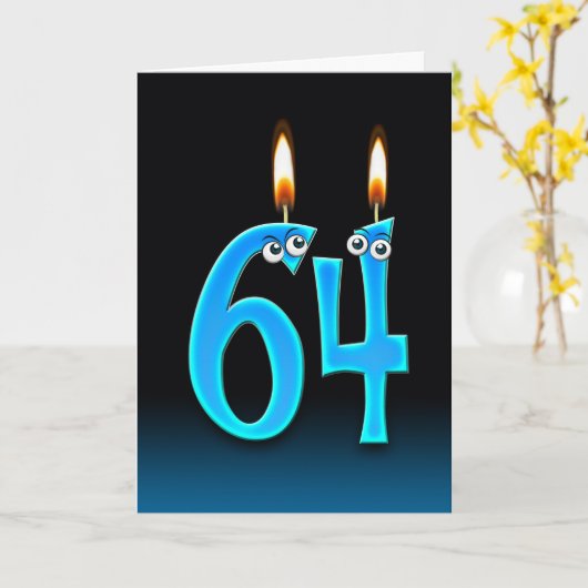 64e verjaardag kaarsen kaart (Gele Bloem)
