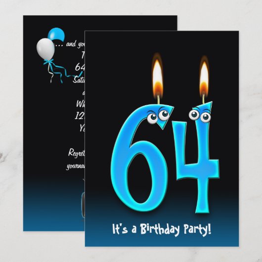 64e verjaardag kaart (Voorkant / Achterkant)