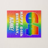 64e verjaardag: kleurrijk, vun regenboogpatroon #  legpuzzel (Horizontaal)