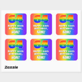64e verjaardag: kleurrijk, vun regenboogpatroon #  vierkante sticker (Vel)