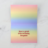 64e verjaardag: kleurrijke regenboog # 64, aangepa kaart (Binnen)