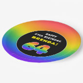 64e verjaardag: kleurrijke regenboog # 64, aangepa papieren bordje (Gekanteld)