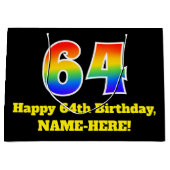 64e verjaardag ~ Leuk, Kleurrijk, Levendig, Regenb Groot Cadeauzakje (Voorkant)