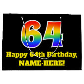 64e verjaardag ~ Leuk, Kleurrijk, Levendig, Regenb Groot Cadeauzakje (Achterkant)