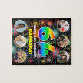 64e Verjaardag: Leuk regenboog #, Aangepaste naam Legpuzzel (Horizontaal)