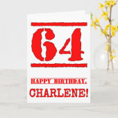 64e verjaardag: Leuk, rood rubberen stempel geïnsp Kaart (Gele Bloem)