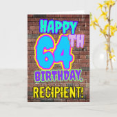 64e verjaardag - Leuk, Urban Graffiti geïnspireerd Kaart (Gele Bloem)