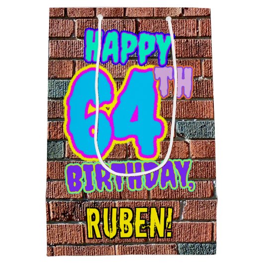 64e verjaardag: Leuk, Urban Graffiti geïnspireerd Medium Cadeauzakje (Achterkant)