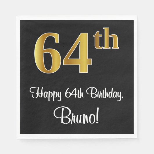 64e verjaardag ~ Luxurieuze Faux Gold-look # Servet (Voorkant)