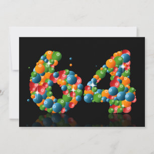 64e verjaardag, met bubbels en ballen kaart