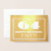 64e verjaardag: naam + Art Deco geïnspireerd look  Folie Kaarten (Voorkant met envelop)