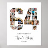 64e verjaardag nummer 64 aangepaste fotocollage poster (Voorkant)