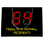 64e verjaardag: Red Digital Clock Style "64" + naa Groot Cadeauzakje (Voorkant)