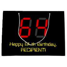 64e verjaardag: Red Digital Clock Style "64" + naa