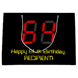 64e verjaardag: Red Digital Clock Style "64" + naa Groot Cadeauzakje