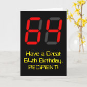 64e verjaardag: Red Digital Clock Style "64" + naa Kaart (Gele Bloem)