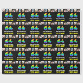 64e verjaardag: Regenboog "64"; Aangepaste foto's  Cadeaupapier (Vlak)