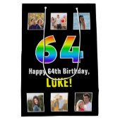 64e verjaardag: Regenboog "64", aangepaste foto's  Medium Cadeauzakje (Achterkant)