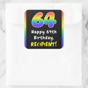 64e verjaardag: Regenboogspectrum # 64, Aangepaste Vierkante Sticker