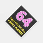 64e verjaardag: Roze strepen en hart "64" + naam Servet (Hoek)