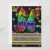 64e verjaardag Uitnodiging met bellen (Voorkant)