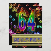 64e verjaardag Uitnodiging met bellen (Voorkant / Achterkant)