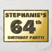 64e verjaardag van de geboorte — Vette, houten gra Folie Uitnodiging (Voorkant)