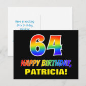 64e verjaardag: Vet, Vun, Eenvoudig, Regenboog 64 Briefkaart (Voorkant / Achterkant)