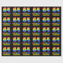 64e verjaardag: Vet, Vun, Eenvoudig, Regenboog 64 Cadeaupapier