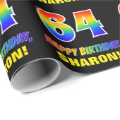 64e verjaardag: Vet, Vun, Eenvoudig, Regenboog 64 Cadeaupapier (Rol Hoek)