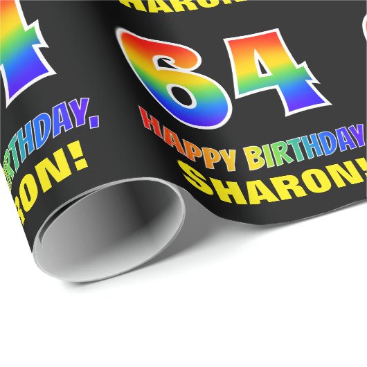 64e verjaardag: Vet, Vun, Eenvoudig, Regenboog 64 Cadeaupapier (Rol Hoek)
