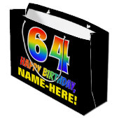 64e verjaardag: Vet, Vun, Eenvoudig, Regenboog 64 Groot Cadeauzakje (Achterkant Gekanteld)